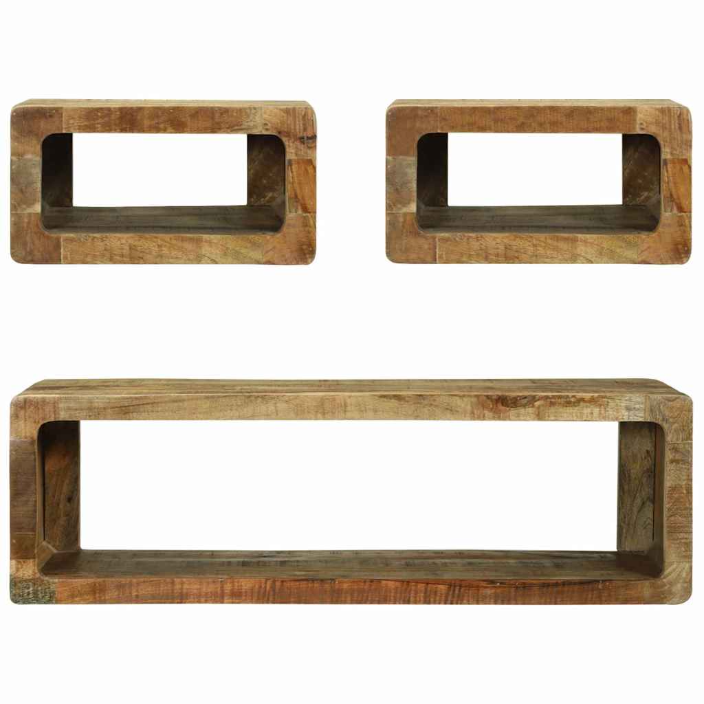Tv-meubelset met plank met opslag 3 pcs Bruin Massief mangohout is nu te koop bij PeponiXL, paradijselijk wonen!