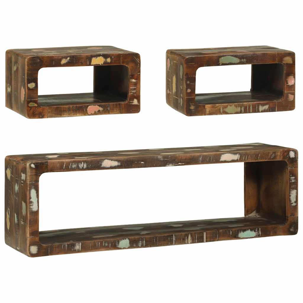 Tv-meubelset met plank 3 pcs Multikleur Massief gerecycled hout is nu te koop bij PeponiXL, paradijselijk wonen!