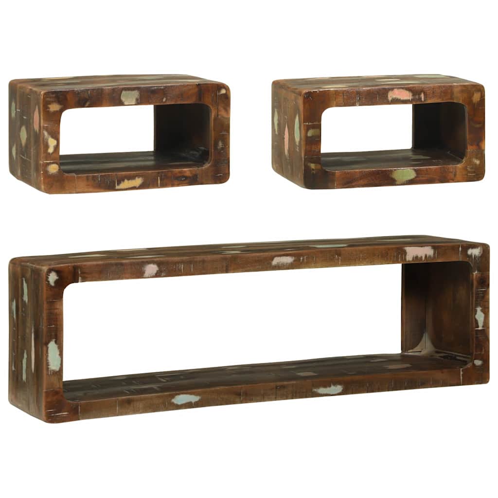 Tv-meubelset met plank 3 pcs Multikleur Massief gerecycled hout is nu te koop bij PeponiXL, paradijselijk wonen!