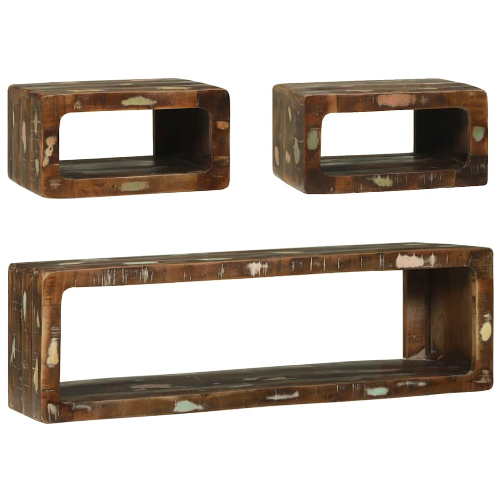 Tv-meubelset met plank 3 pcs Multikleur Massief gerecycled hout is nu te koop bij PeponiXL, paradijselijk wonen!