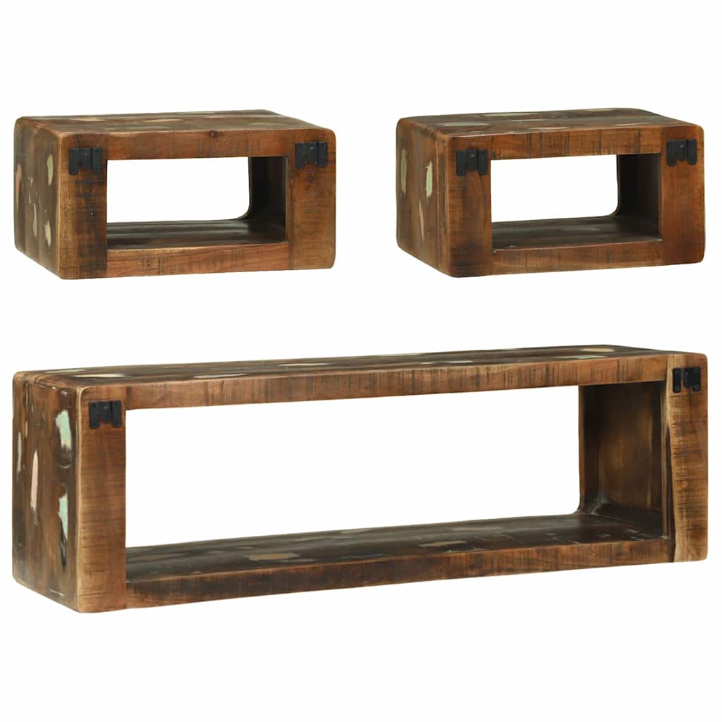 Tv-meubelset met plank 3 pcs Multikleur Massief gerecycled hout is nu te koop bij PeponiXL, paradijselijk wonen!