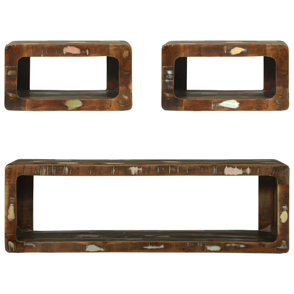 Tv-meubelset met plank 3 pcs Multikleur Massief gerecycled hout is nu te koop bij PeponiXL, paradijselijk wonen!