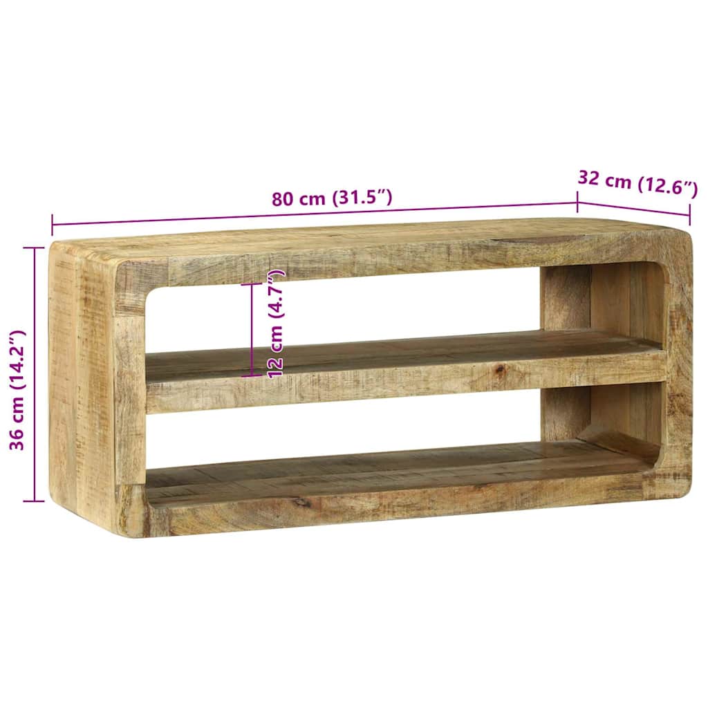 TV-kast met plank Bruin 80 x 32 x 36 cm Massief mangohout is nu te koop bij PeponiXL, paradijselijk wonen!