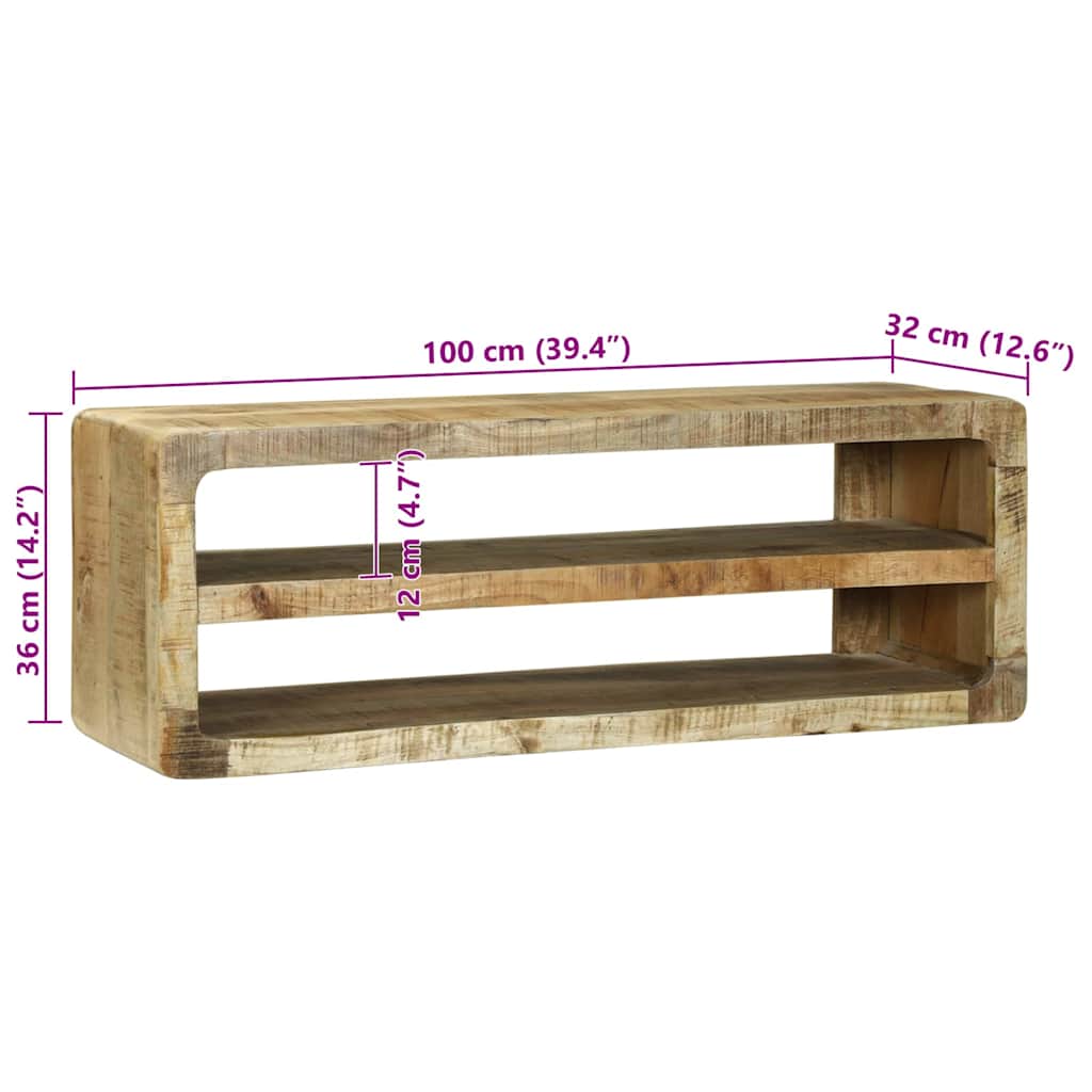 TV-kast met plank Bruin 100 x 32 x 36 cm Massief mangohout is nu te koop bij PeponiXL, paradijselijk wonen!
