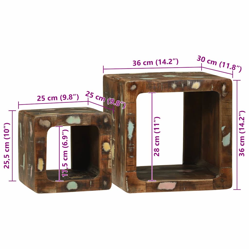 TV Eenheden met plank 2 pcs Multikleur Massief Gerecycled Hout is nu te koop bij PeponiXL, paradijselijk wonen!