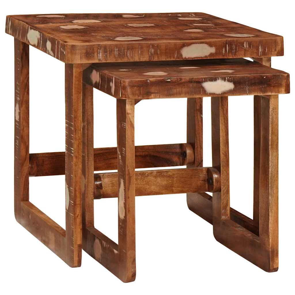 Nesttafels 2 pcs Bruin 46 x 46 x 45 cm Massief Gerecycled Hout is nu te koop bij PeponiXL, paradijselijk wonen!