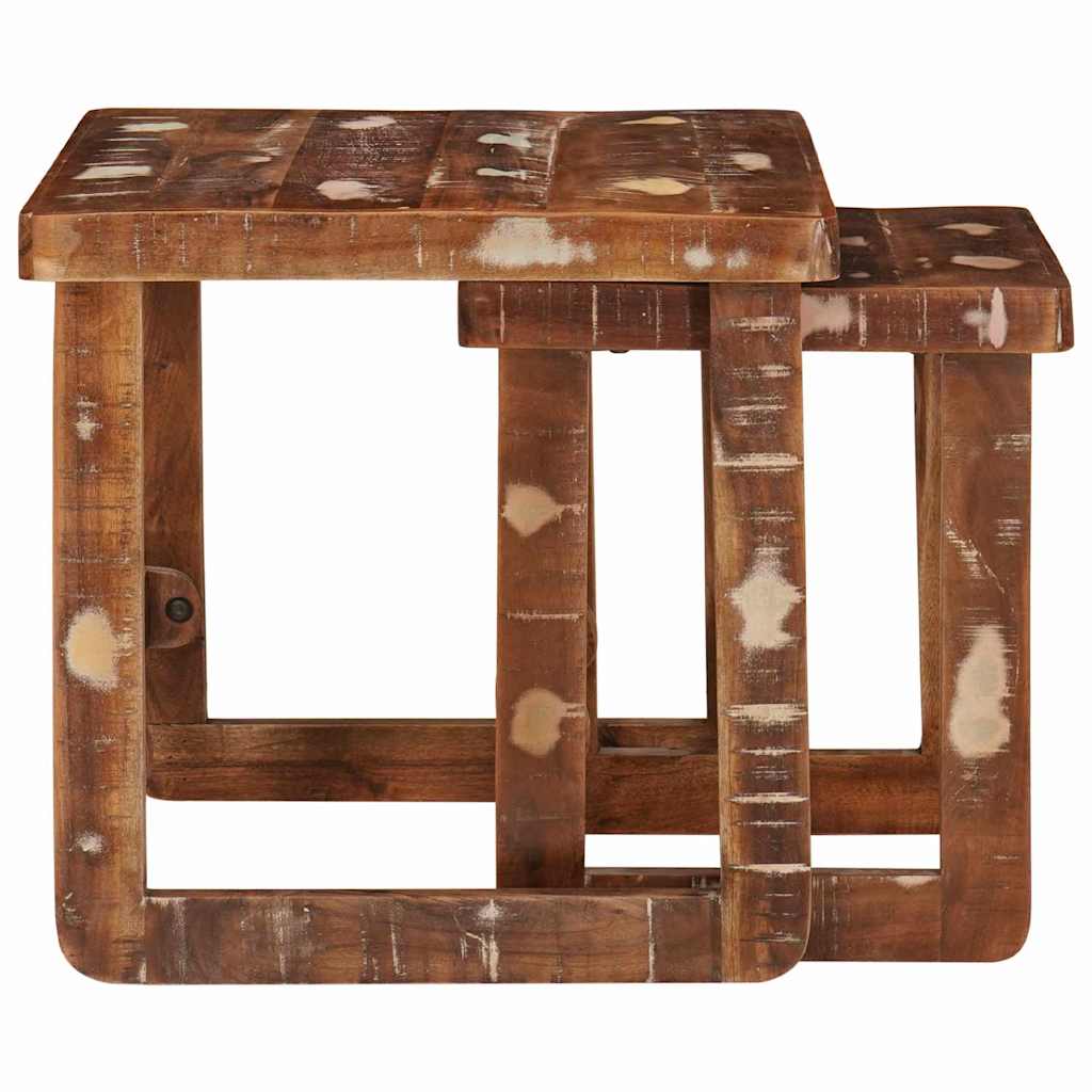 Nesttafels 2 pcs Bruin 46 x 46 x 45 cm Massief Gerecycled Hout is nu te koop bij PeponiXL, paradijselijk wonen!