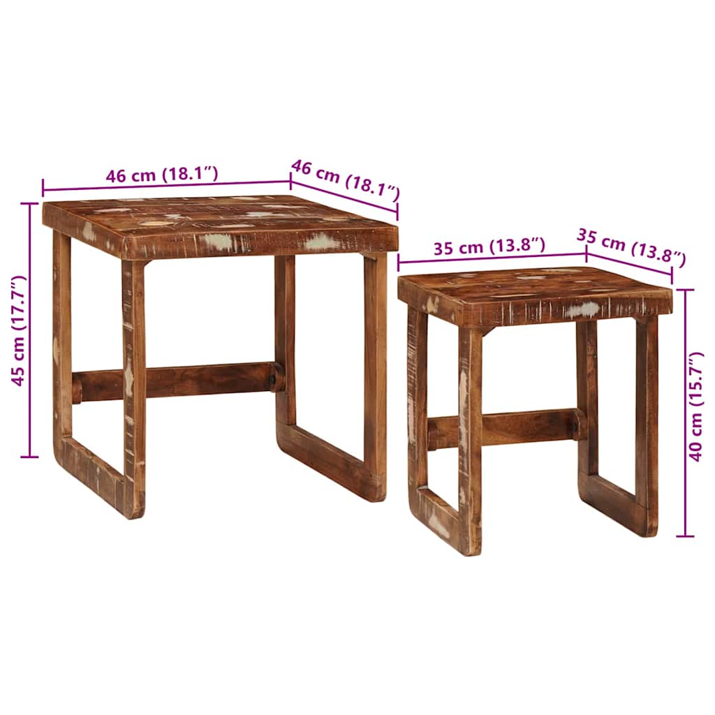 Nesttafels 2 pcs Bruin 46 x 46 x 45 cm Massief Gerecycled Hout is nu te koop bij PeponiXL, paradijselijk wonen!