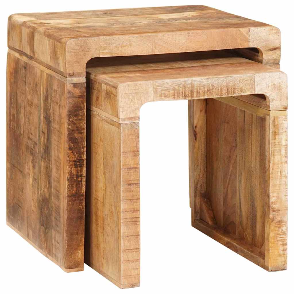 Nesttafels 2 pcs Bruin 46 x 40 x 46 cm Massief Mango Hout is nu te koop bij PeponiXL, paradijselijk wonen!