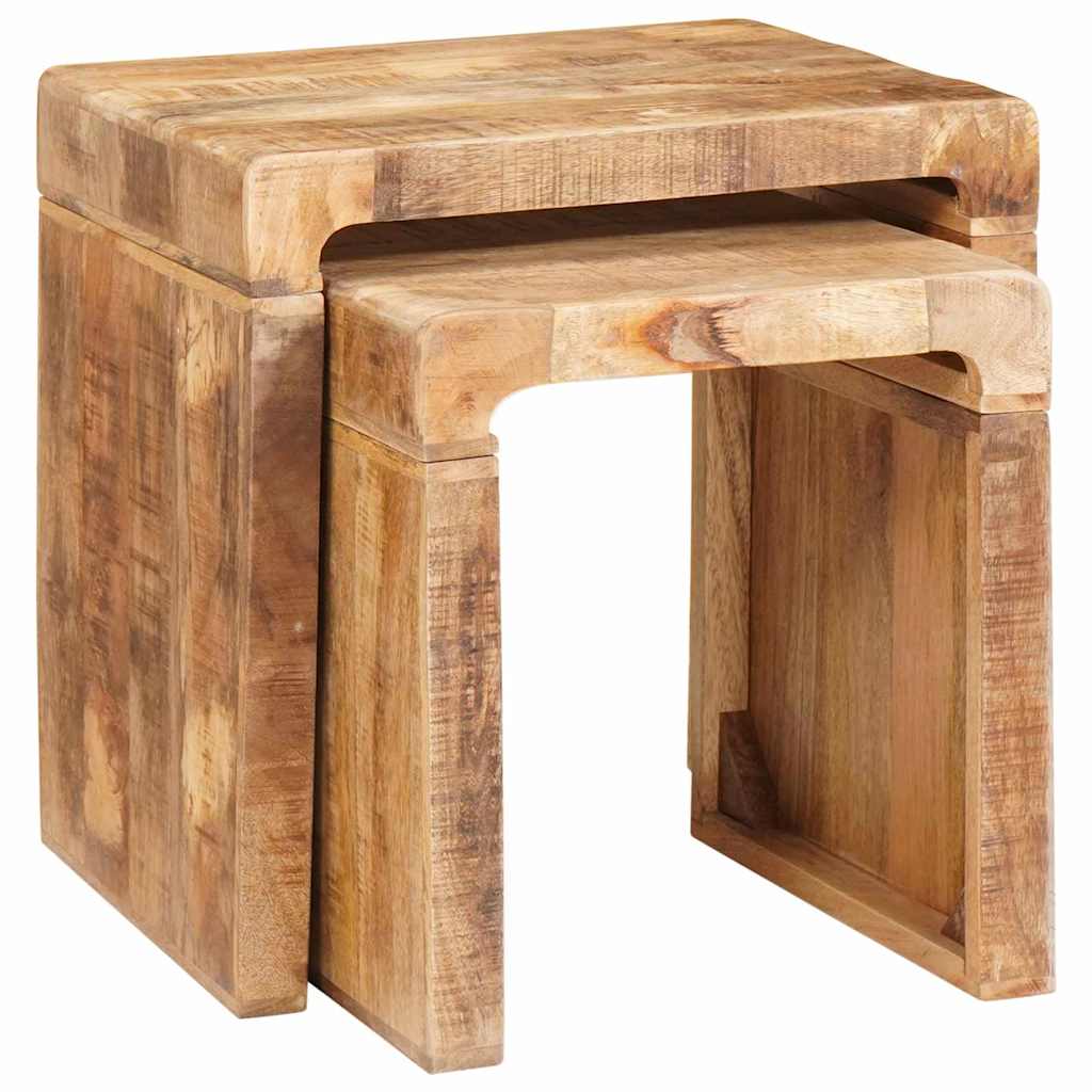 Nesttafels 2 pcs Bruin 46 x 40 x 46 cm Massief Mango Hout is nu te koop bij PeponiXL, paradijselijk wonen!