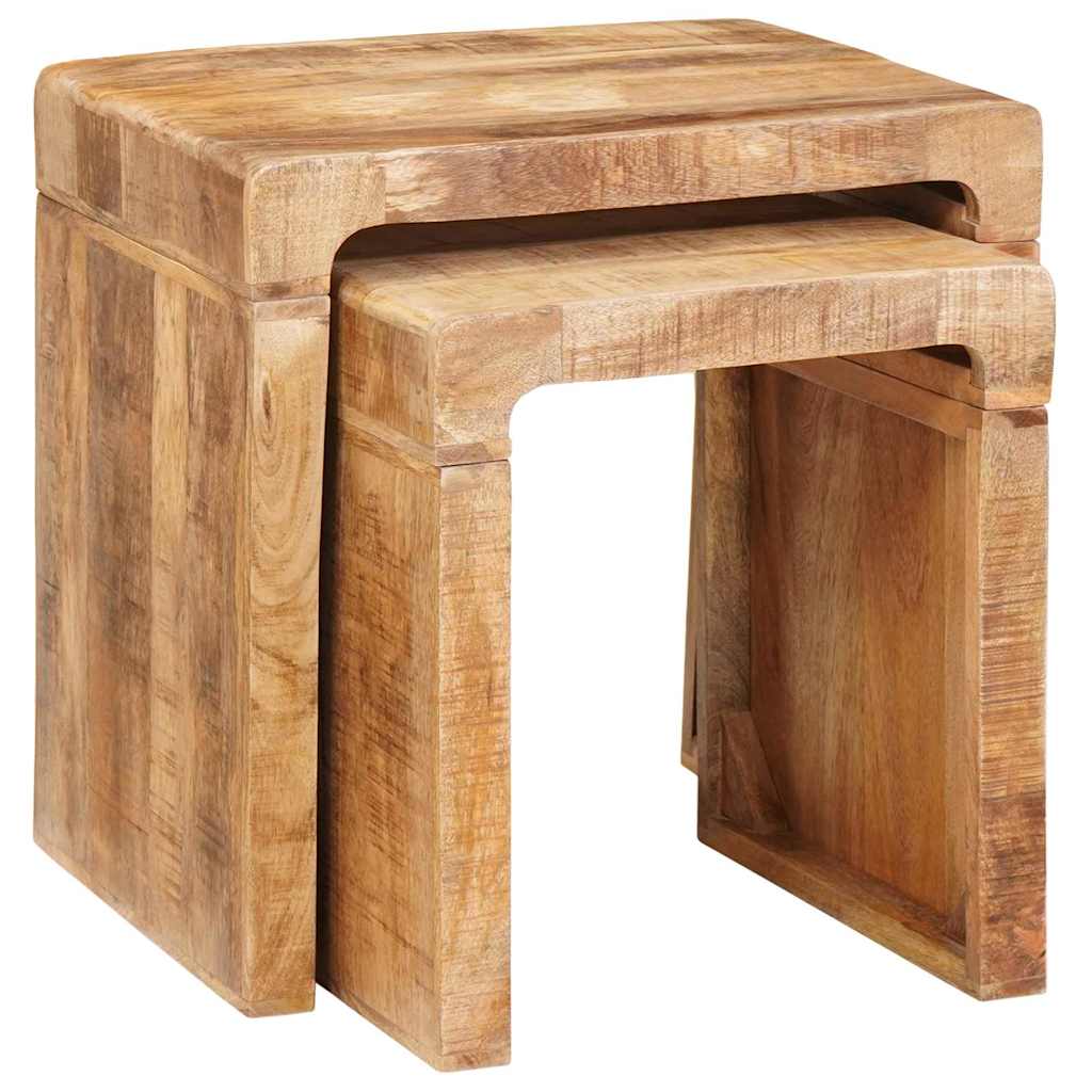 Nesttafels 2 pcs Bruin 46 x 40 x 46 cm Massief Mango Hout is nu te koop bij PeponiXL, paradijselijk wonen!