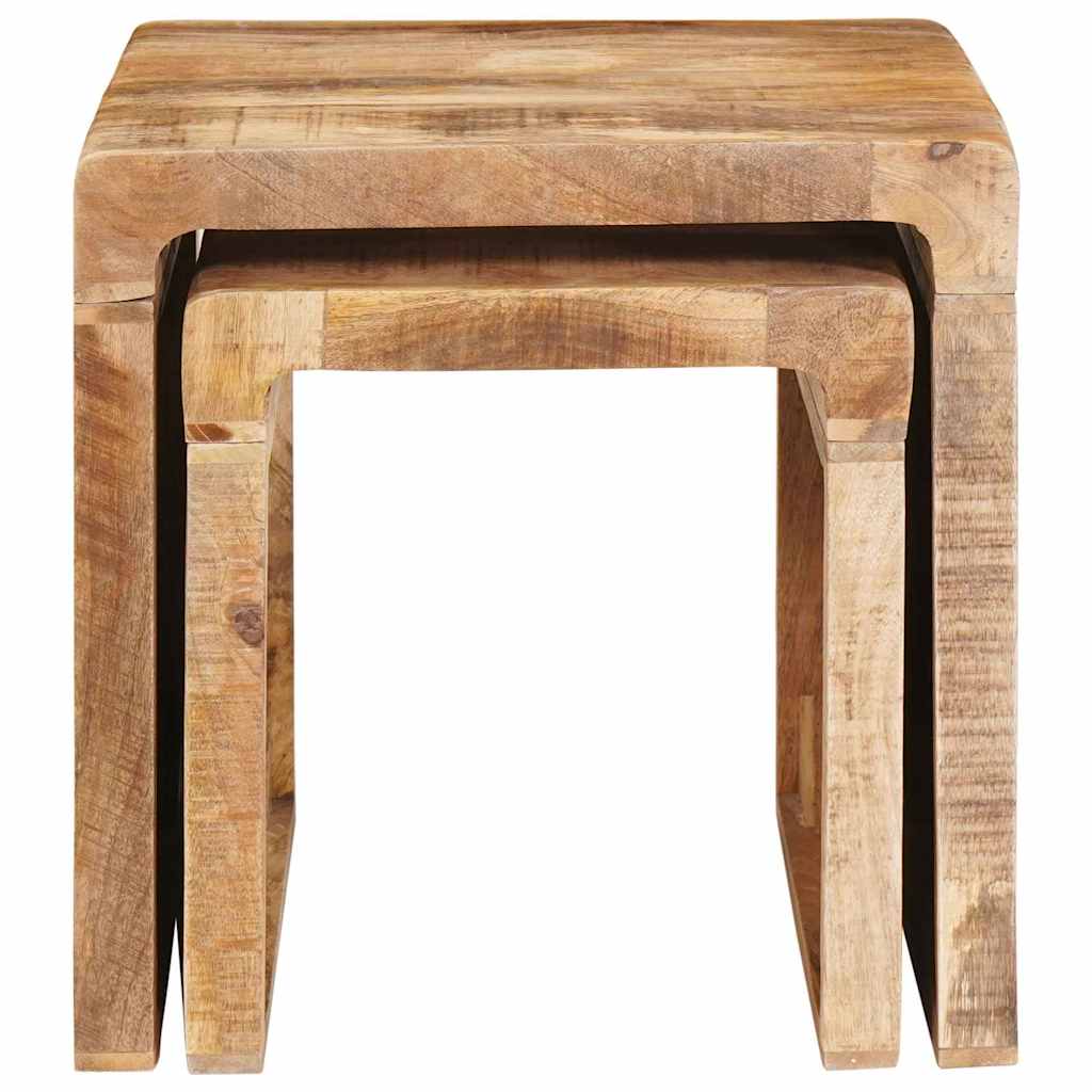 Nesttafels 2 pcs Bruin 46 x 40 x 46 cm Massief Mango Hout is nu te koop bij PeponiXL, paradijselijk wonen!