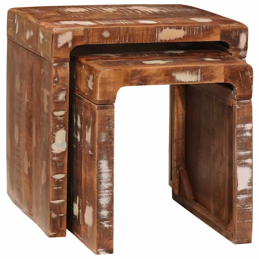 Nesttafels 2 pcs Bruin 46 x 40 x 46 cm Massief Gerecycled Hout is nu te koop bij PeponiXL, paradijselijk wonen!
