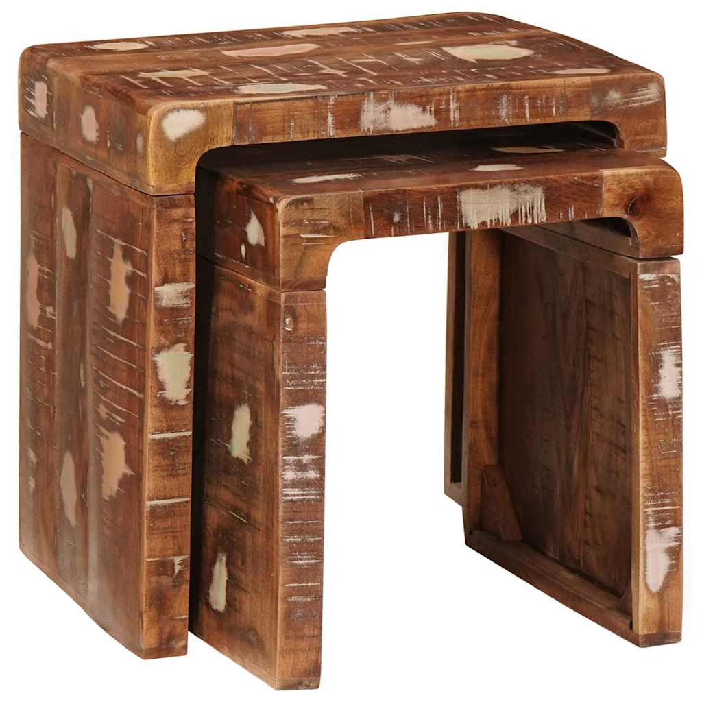 Nesttafels 2 pcs Bruin 46 x 40 x 46 cm Massief Gerecycled Hout is nu te koop bij PeponiXL, paradijselijk wonen!