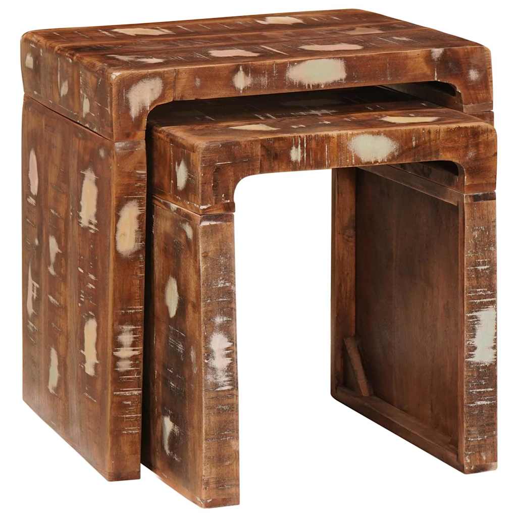 Nesttafels 2 pcs Bruin 46 x 40 x 46 cm Massief Gerecycled Hout is nu te koop bij PeponiXL, paradijselijk wonen!