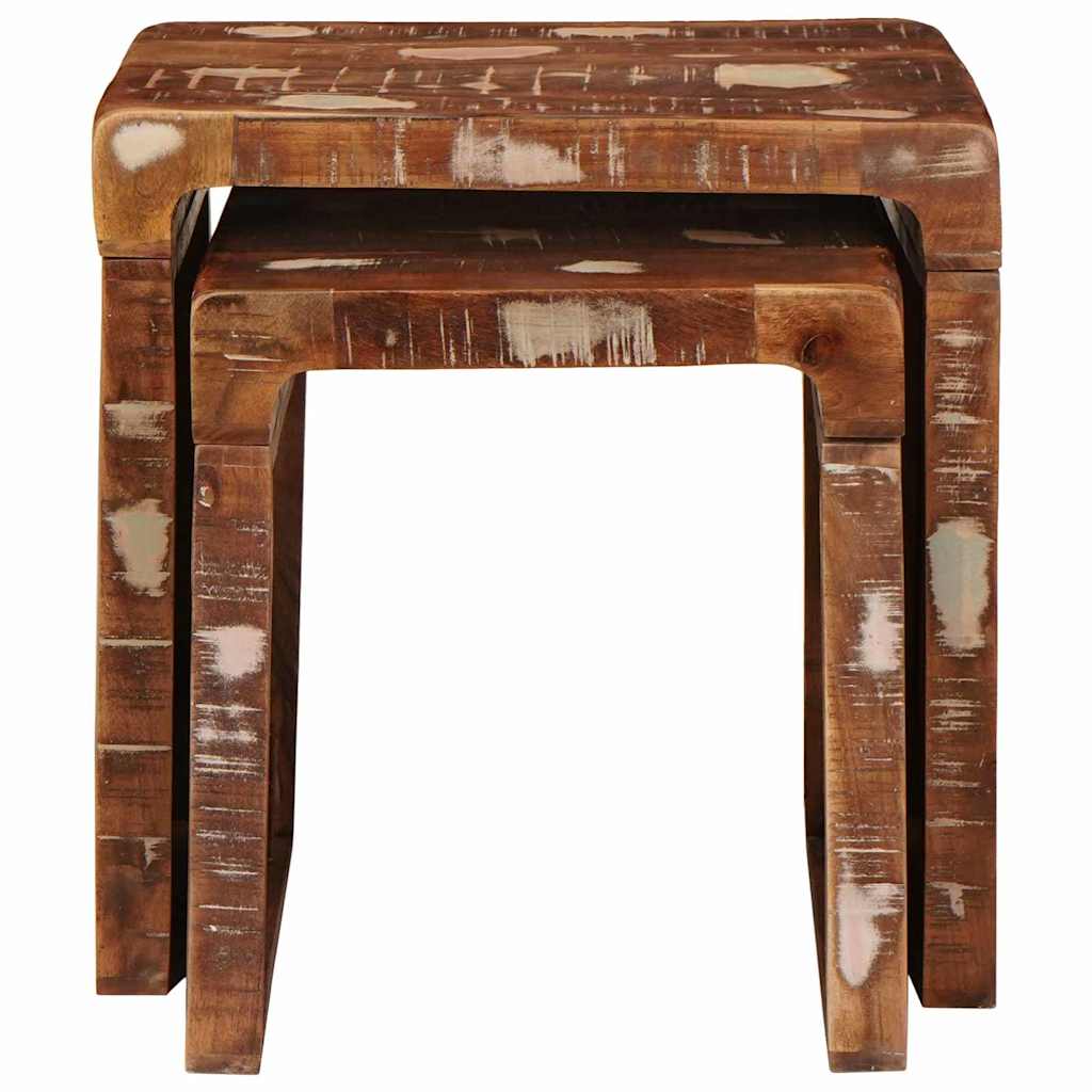 Nesttafels 2 pcs Bruin 46 x 40 x 46 cm Massief Gerecycled Hout is nu te koop bij PeponiXL, paradijselijk wonen!