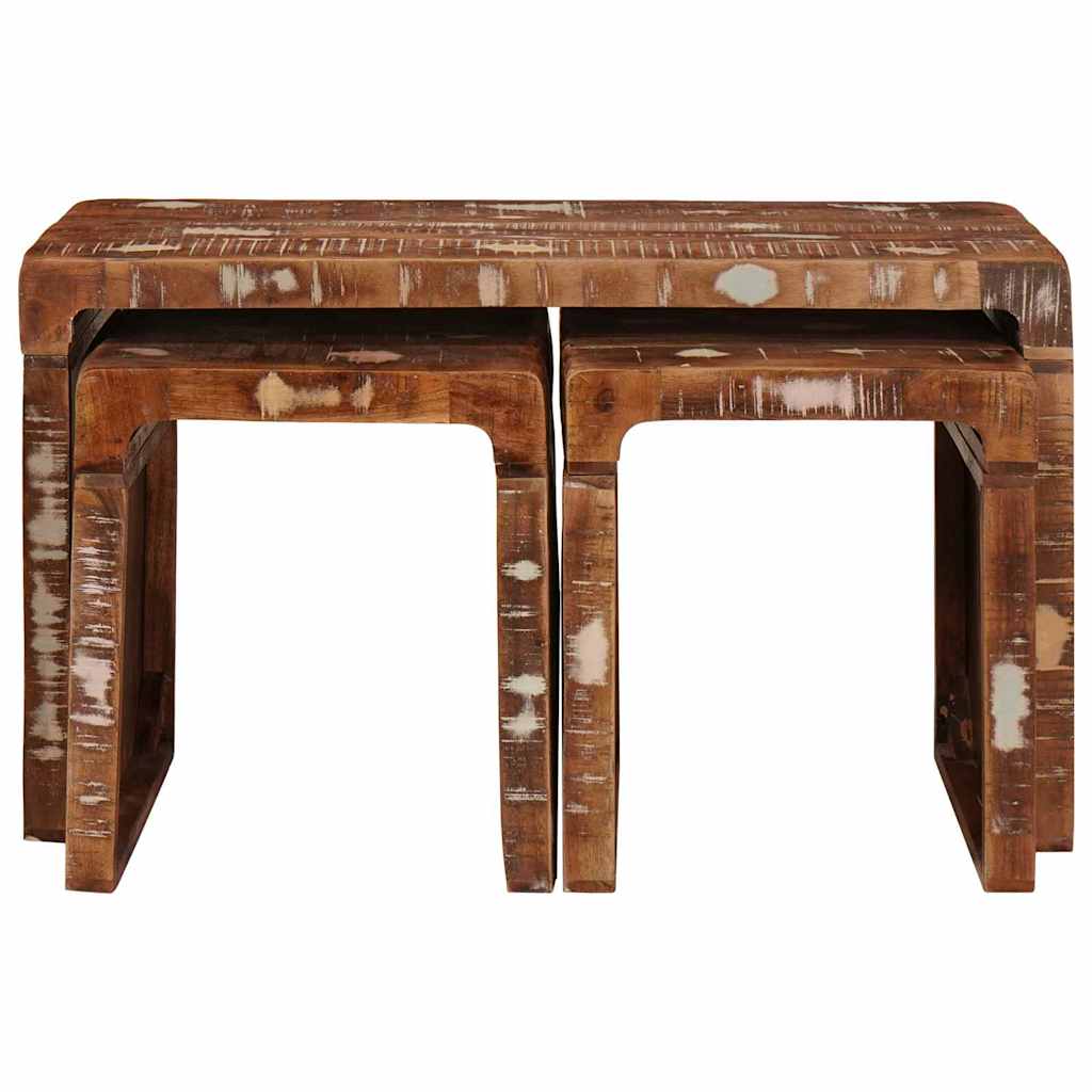 Nesttafel 3 pcs Bruin Massief Gerecycled Hout is nu te koop bij PeponiXL, paradijselijk wonen!