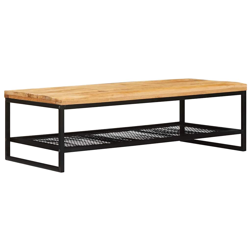 Salontafel Bruin en zwart 110 x 55 x 35 cm Massief Mango Hout is nu te koop bij PeponiXL, paradijselijk wonen!