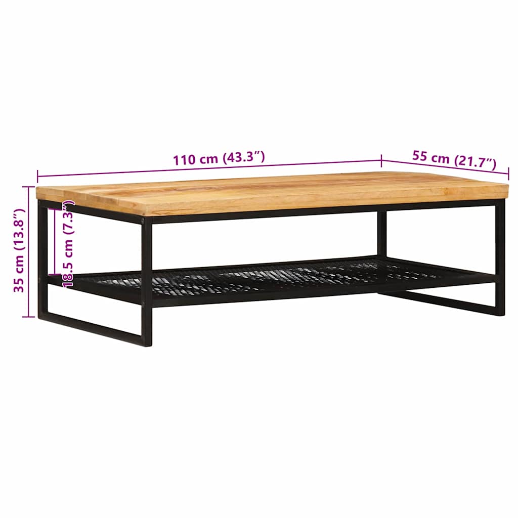 Salontafel Bruin en zwart 110 x 55 x 35 cm Massief Mango Hout is nu te koop bij PeponiXL, paradijselijk wonen!