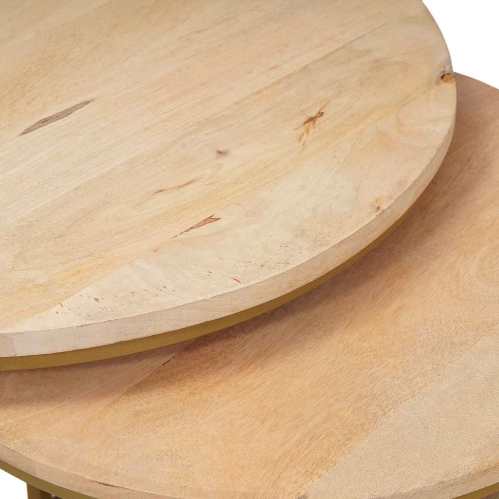 Nest Koffietafels 3 pcs Bruin Massief mangohout en staal is nu te koop bij PeponiXL, paradijselijk wonen!