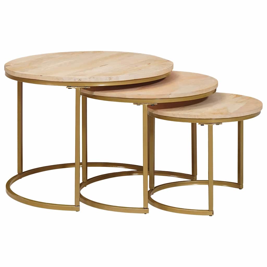 Nest Koffietafels 3 pcs Bruin Massief mangohout en staal is nu te koop bij PeponiXL, paradijselijk wonen!