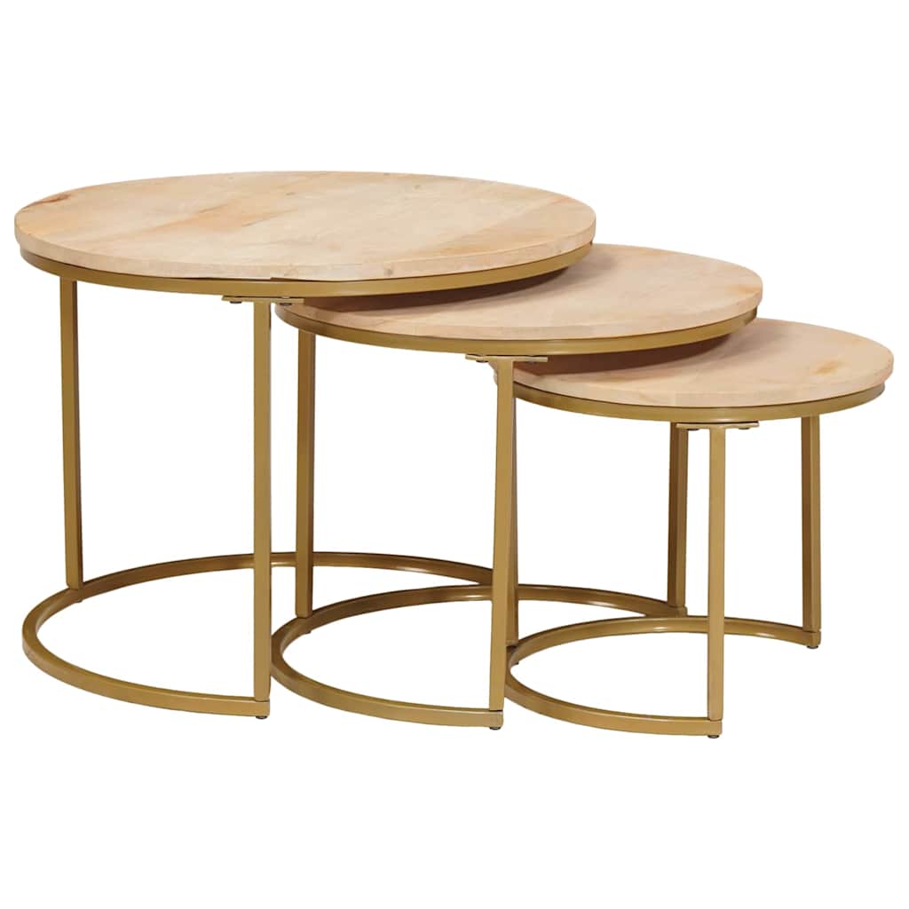 Nest Koffietafels 3 pcs Bruin Massief mangohout en staal is nu te koop bij PeponiXL, paradijselijk wonen!
