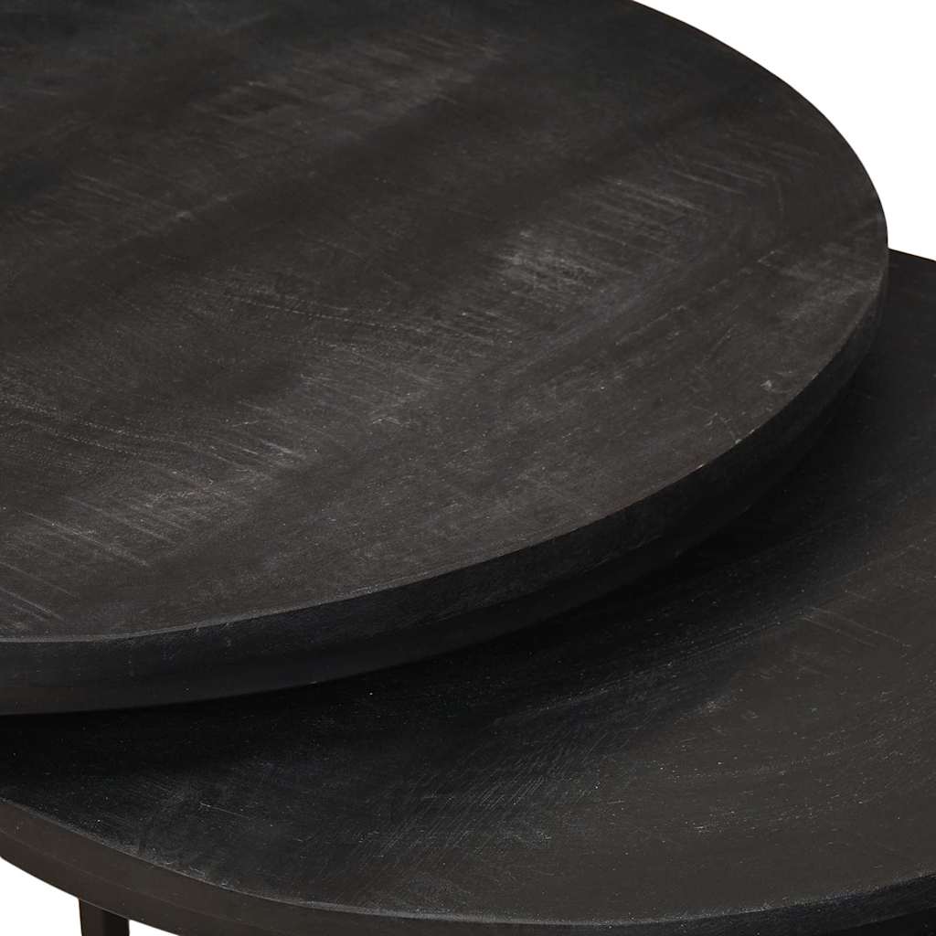 Nest Koffietafels 3 pcs Zwart Massief mangohout en staal is nu te koop bij PeponiXL, paradijselijk wonen!