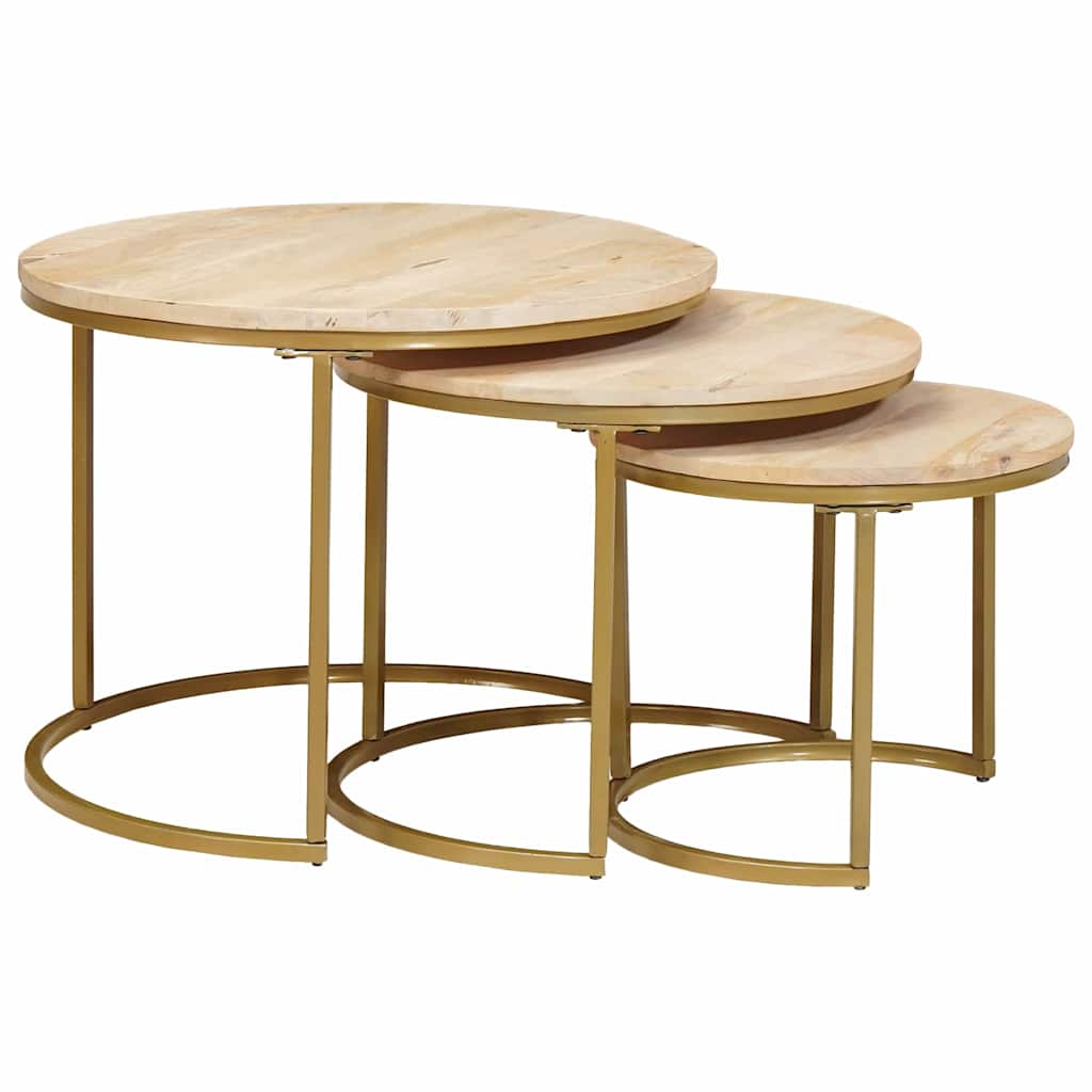 Nest Koffietafels 3 pcs Bruin Massief mangohout en staal is nu te koop bij PeponiXL, paradijselijk wonen!