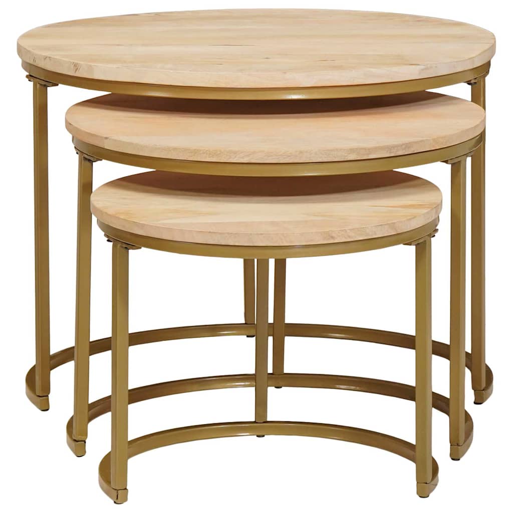 Nest Koffietafels 3 pcs Bruin Massief mangohout en staal is nu te koop bij PeponiXL, paradijselijk wonen!