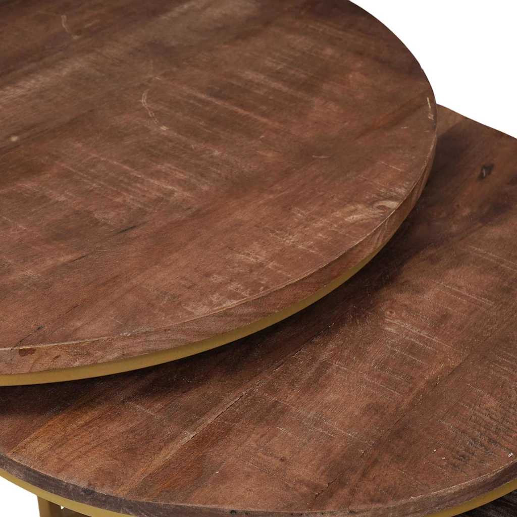 Nest Koffietafels 3 pcs Donkerbruin Massief mangohout en staal is nu te koop bij PeponiXL, paradijselijk wonen!