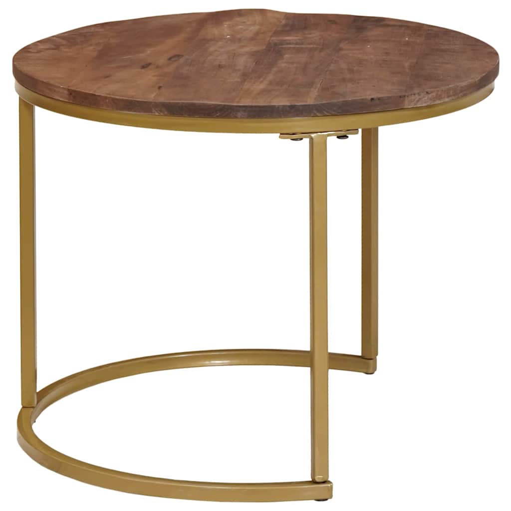Nest Koffietafels 3 pcs Donkerbruin Massief mangohout en staal is nu te koop bij PeponiXL, paradijselijk wonen!