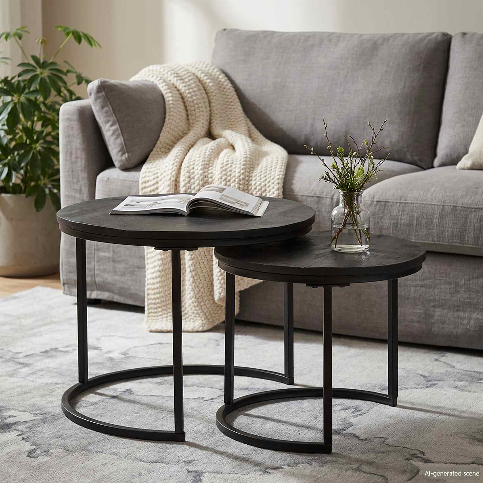 Nest Koffietafels 2 st Zwart 50 x 50 x 40 cm is nu te koop bij PeponiXL, paradijselijk wonen!