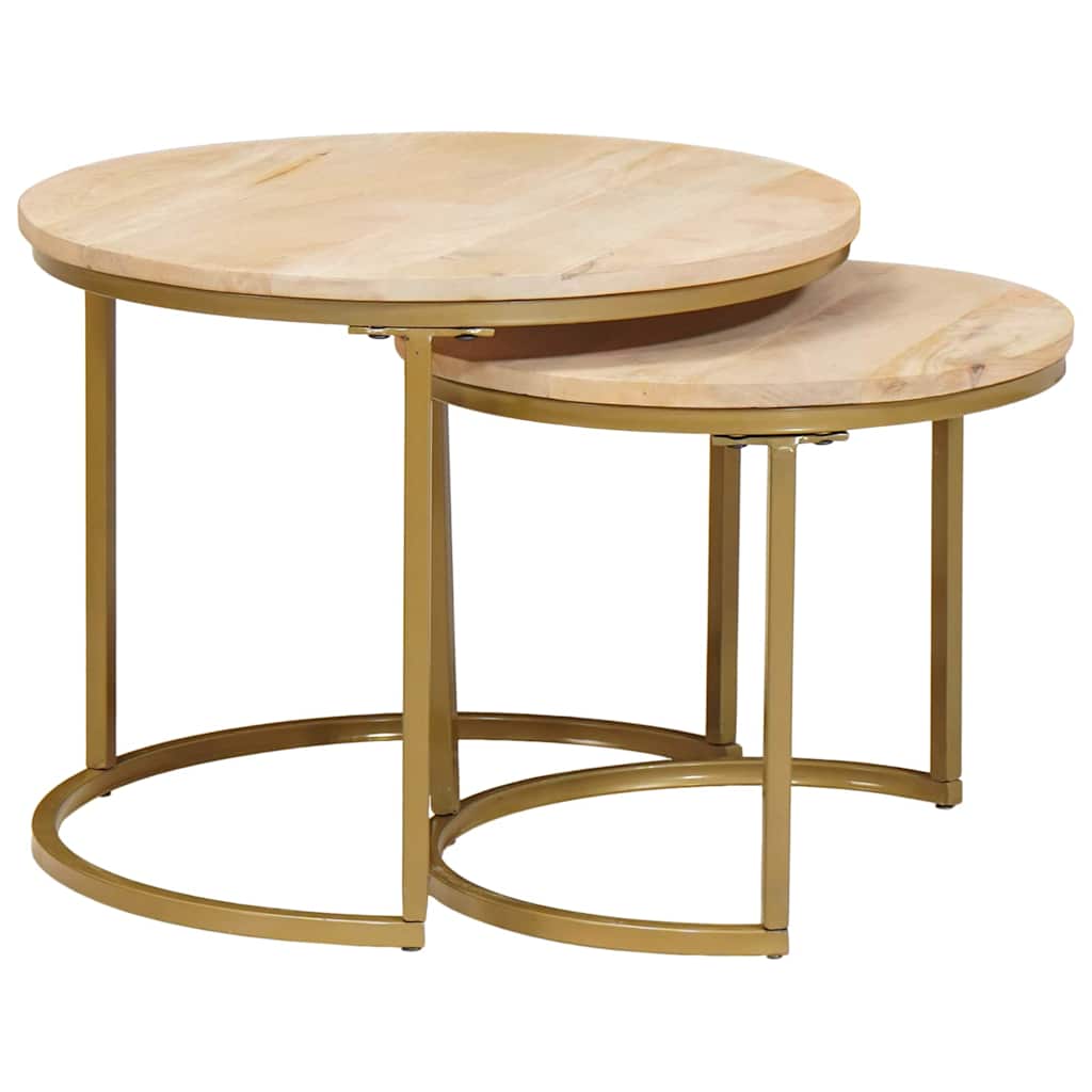 Nest Koffietafels 2 pcs Bruin Massief mangohout en staal is nu te koop bij PeponiXL, paradijselijk wonen!