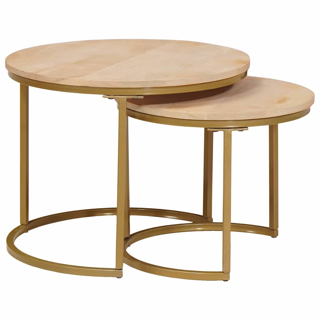 Nest Koffietafels 2 pcs Bruin Massief mangohout en staal is nu te koop bij PeponiXL, paradijselijk wonen!