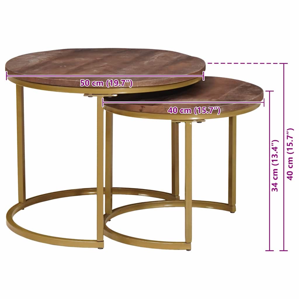 Nest Koffietafels 2 pcs Donkerbruin Massief mangohout en staal is nu te koop bij PeponiXL, paradijselijk wonen!