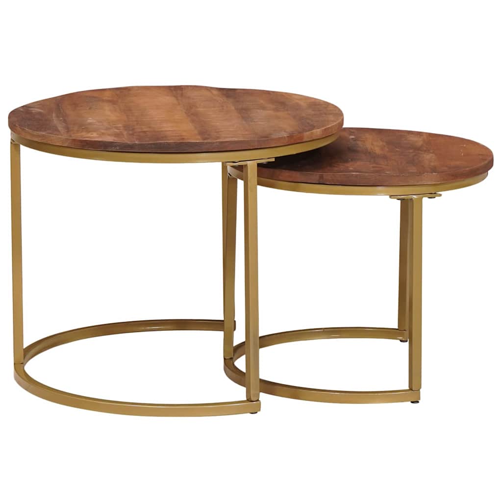 Nest Koffietafels 2 pcs Honingbruin Massief mangohout en staal is nu te koop bij PeponiXL, paradijselijk wonen!