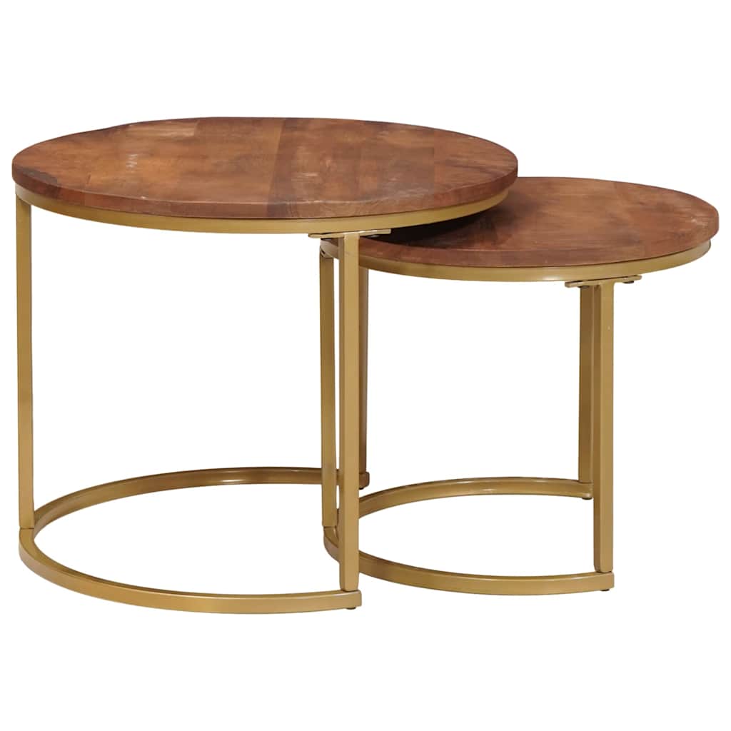 Nest Koffietafels 2 pcs Honingbruin Massief mangohout en staal is nu te koop bij PeponiXL, paradijselijk wonen!