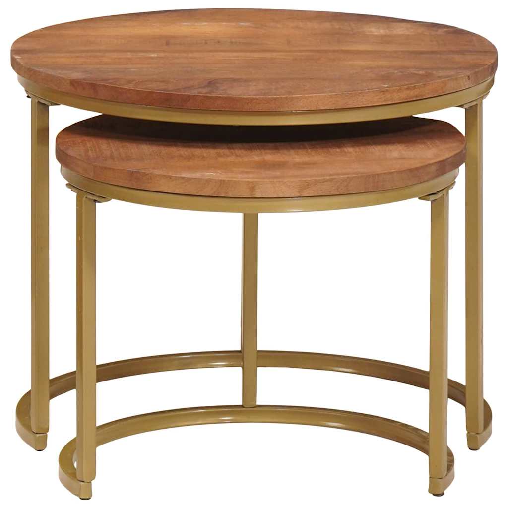 Nest Koffietafels 2 pcs Honingbruin Massief mangohout en staal is nu te koop bij PeponiXL, paradijselijk wonen!