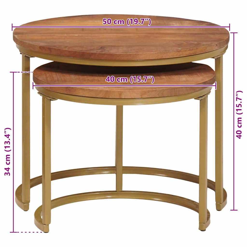 Nest Koffietafels 2 pcs Honingbruin Massief mangohout en staal is nu te koop bij PeponiXL, paradijselijk wonen!