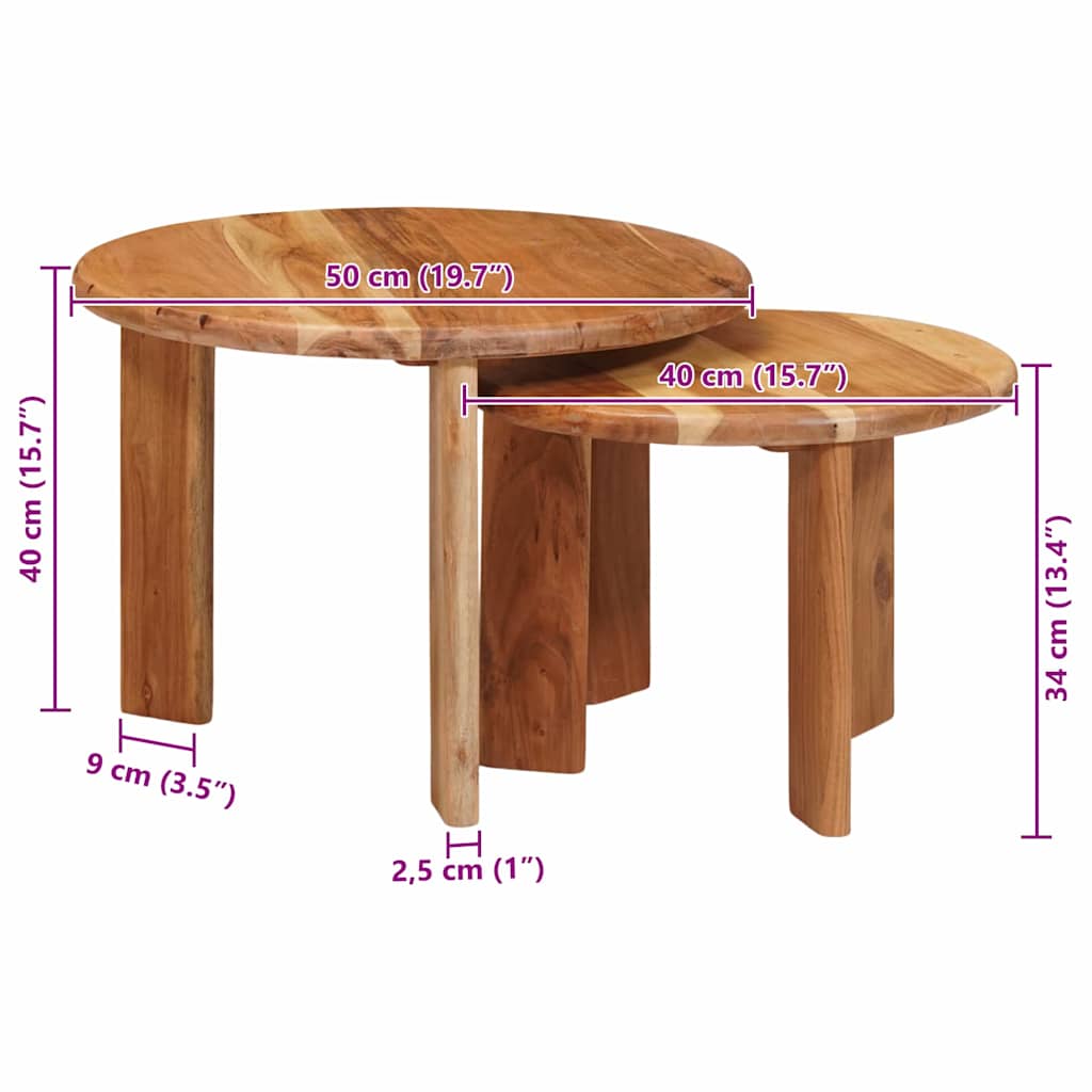 Nest Koffietafels 2 pcs Bruin Massief Acaciahout is nu te koop bij PeponiXL, paradijselijk wonen!