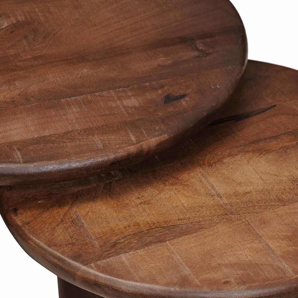 Nest Koffietafels 3 pcs Donkerbruin Massief Mango Hout is nu te koop bij PeponiXL, paradijselijk wonen!