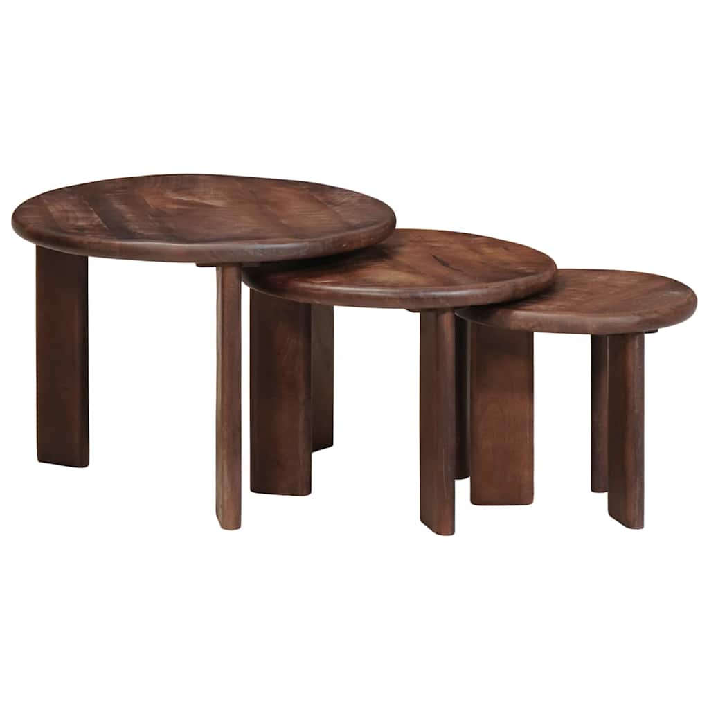 Nest Koffietafels 3 pcs Donkerbruin Massief Mango Hout is nu te koop bij PeponiXL, paradijselijk wonen!