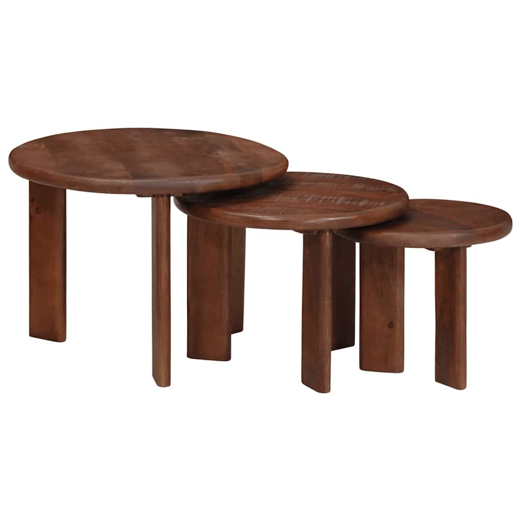 Nest Koffietafels 3 pcs Donkerbruin Massief Mango Hout is nu te koop bij PeponiXL, paradijselijk wonen!