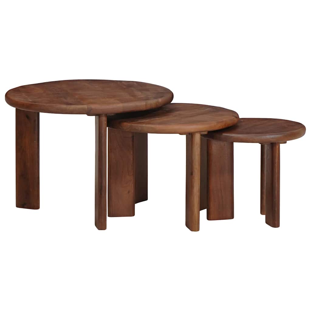 Nest Koffietafels 3 pcs Donkerbruin Massief Mango Hout is nu te koop bij PeponiXL, paradijselijk wonen!