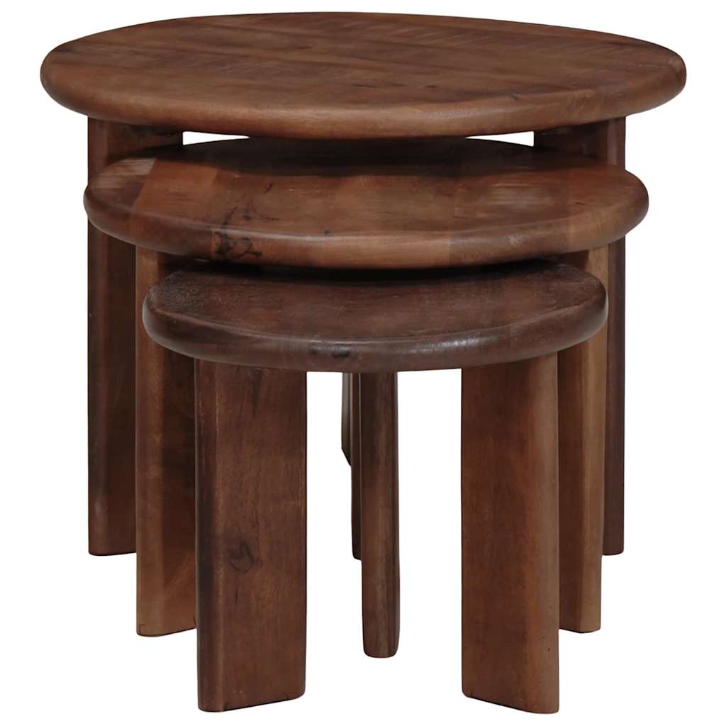Nest Koffietafels 3 pcs Donkerbruin Massief Mango Hout is nu te koop bij PeponiXL, paradijselijk wonen!