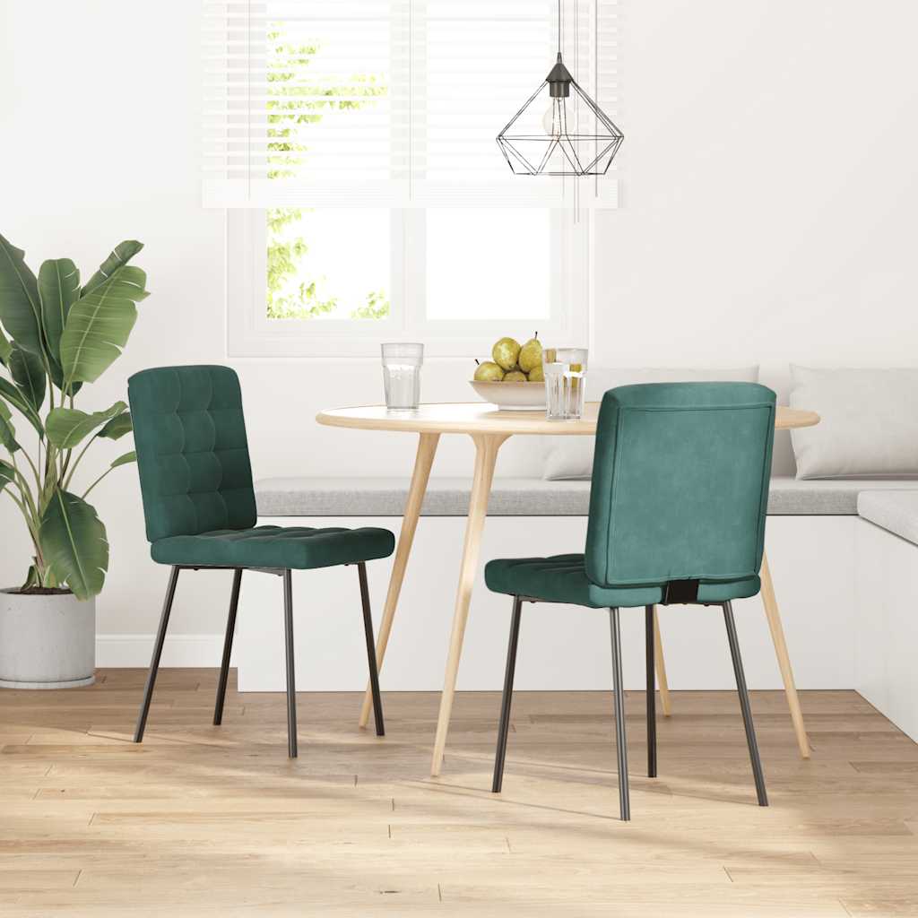 Eetkamerstoelen 2 st fluweel donkergroen is nu te koop bij PeponiXL, paradijselijk wonen!