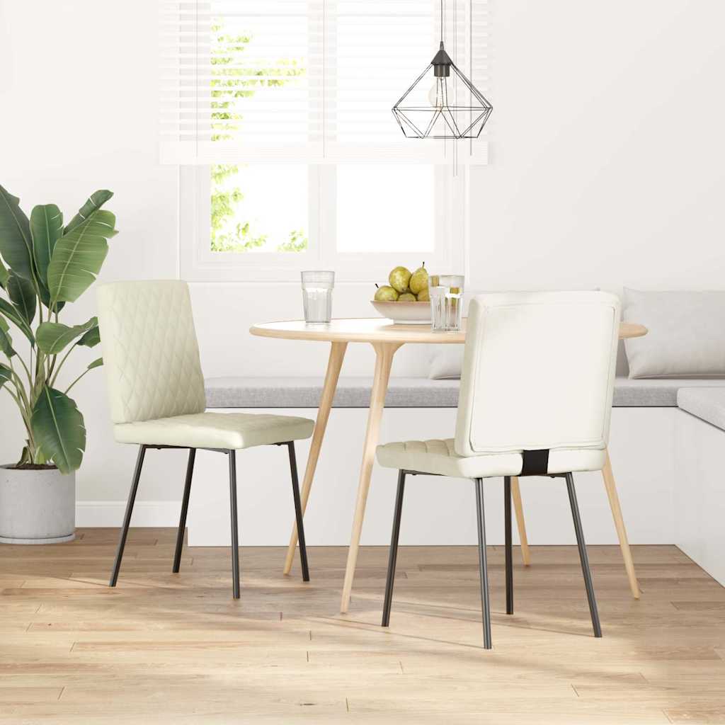 Eetkamerstoelen 2 st fluweel crèmekleurig is nu te koop bij PeponiXL, paradijselijk wonen!