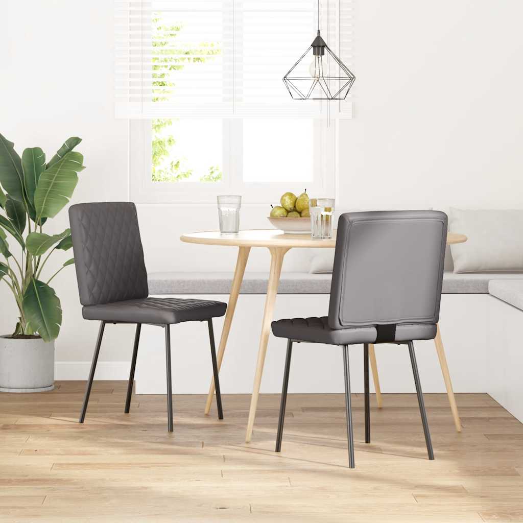 Eetkamerstoelen 2 st kunstleer grijs is nu te koop bij PeponiXL, paradijselijk wonen!