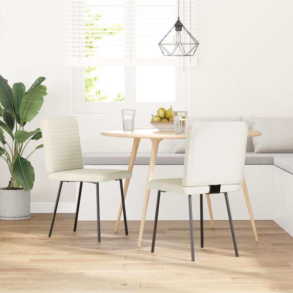 Eetkamerstoelen 2 st fluweel crèmekleurig is nu te koop bij PeponiXL, paradijselijk wonen!