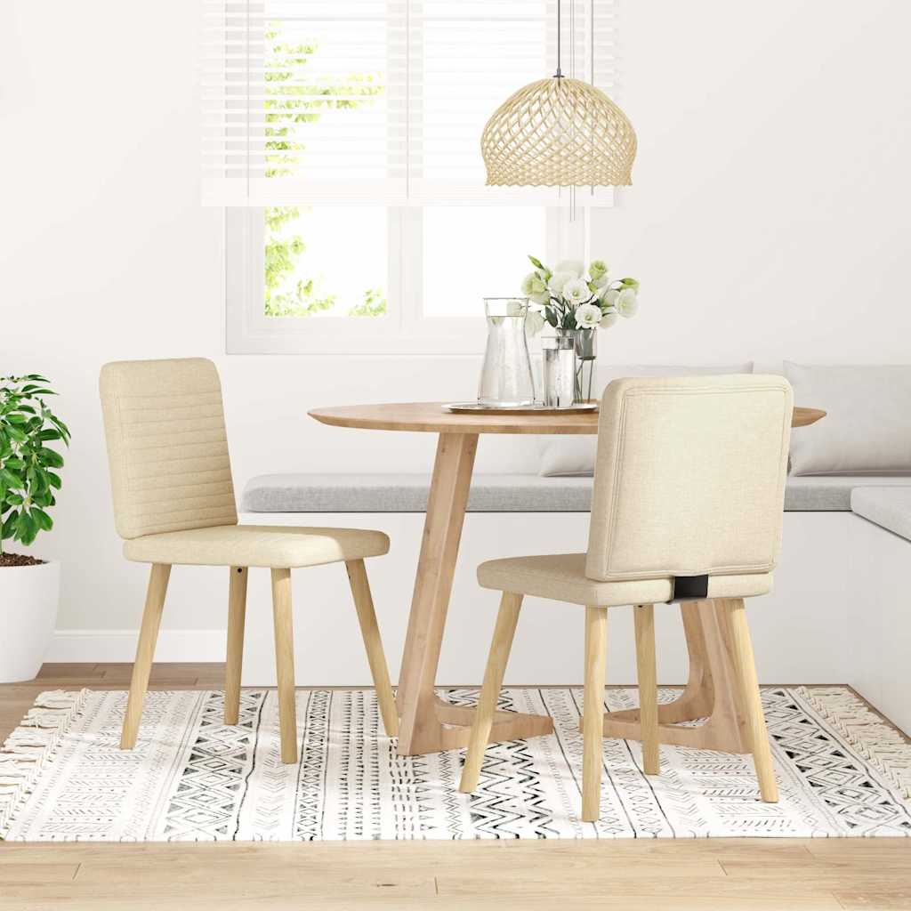 Eetkamerstoelen 2 st stof crèmekleurig is nu te koop bij PeponiXL, paradijselijk wonen!